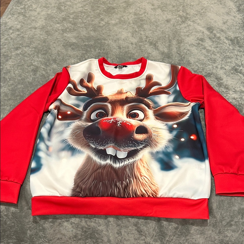 Festive Reindeer Sweatshirt - Red